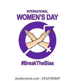 crossed arms international womens day break the bias for social media post vector illustration