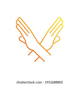 Crossed arms  stop gesture gradient linear vector icon  Request to stop action  Prohibition action  Thin line color symbols  Modern style pictogram  Vector isolated outline drawing
