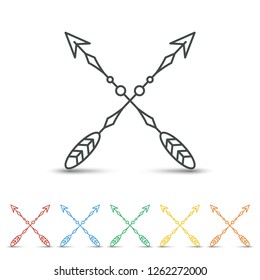 Crossed arrow icon set flat design
