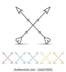Crossed arrow icon set flat design