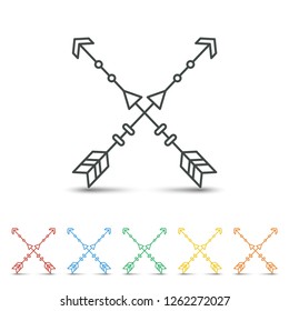 Crossed arrow icon set flat design