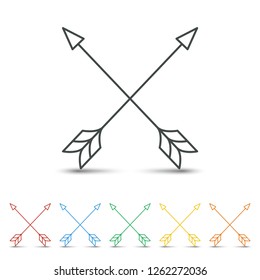 Crossed arrow icon set flat design