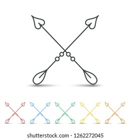 Crossed arrow icon set flat design