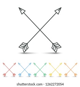 Crossed arrow icon set flat design