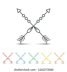 Crossed arrow icon set flat design
