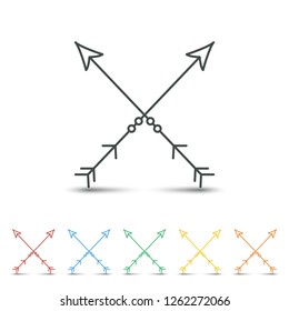Crossed arrow icon set flat design