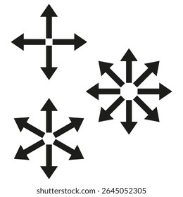 Crossed arrow sign. Navigation vector shape. Direction pointer icon. Minimal bold design.