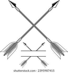 Crossed arrow vector. Arrow line art illustration