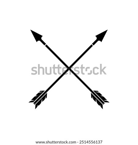Crossed Arrows in Black Silhouette. Vector icon design.