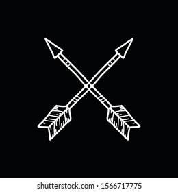 crossed arrows doodle icon, vector illustration