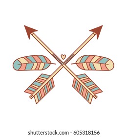 Crossed arrows flat icon. Cute design Vector illustration