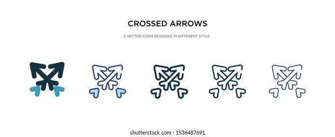 crossed arrows icon in different style vector illustration. two colored and black crossed arrows vector icons designed in filled, outline, line and stroke style can be used for web, mobile, ui