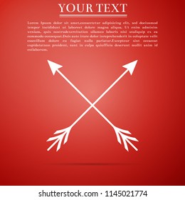 Crossed arrows icon isolated on red background. Flat design. Vector Illustration