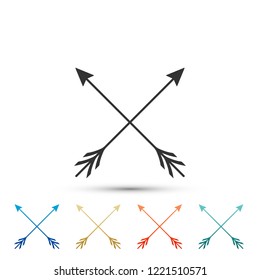 Crossed arrows icon isolated on white background. Set elements in colored icons. Flat design. Vector Illustration