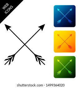 Crossed arrows icon isolated. Set icons colorful square buttons. Vector Illustration
