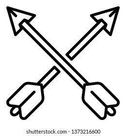 Crossed arrows icon. Outline crossed arrows vector icon for web design isolated on white background