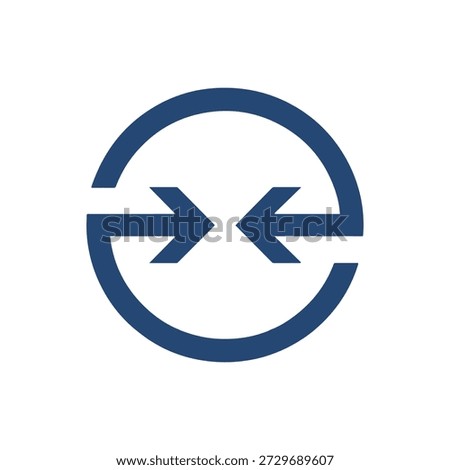 Crossed arrows inside circular frame symbolizing opposing forces and balance