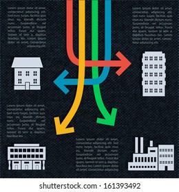 Crossed arrows real estate infographics vector illustration