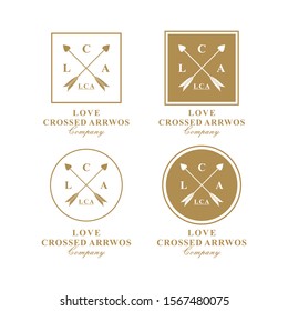 Crossed Arrows Retro Rustic Hipster Stamp logo design