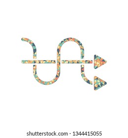 crossed arrows. simple silhouette. Colored mosaic with polygons