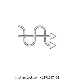 crossed arrows. simple silhouette. Dotted outline silhouette with shadow on white background