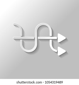 crossed arrows. simple silhouette. Set of paper style icons with shadow on gray background