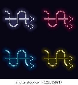 crossed arrows. simple silhouette. Set of fashion neon sign. Casino style on dark background. Seamless pattern