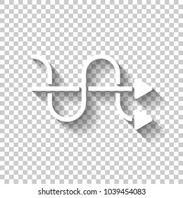 crossed arrows. simple silhouette. White icon with shadow on transparent background