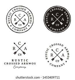 Crossed Arrows Vintage Retro Rustic Hipster Stamp Logo Design