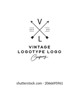 Crossed Arrows Vintage Retro Rustic Hipster Stamp logo design