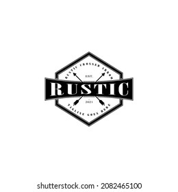 Crossed Arrows Vintage Retro Rustic Hipster Stamp logo design