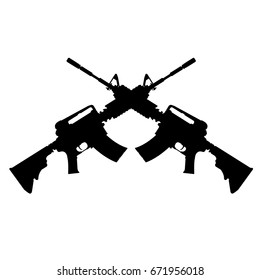 Crossed Assault Rifles Illustration.
Vector Weapons.