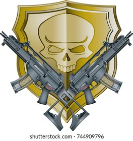 Crossed Assault Rifles Over Shield Skull Stock Vector (royalty Free 