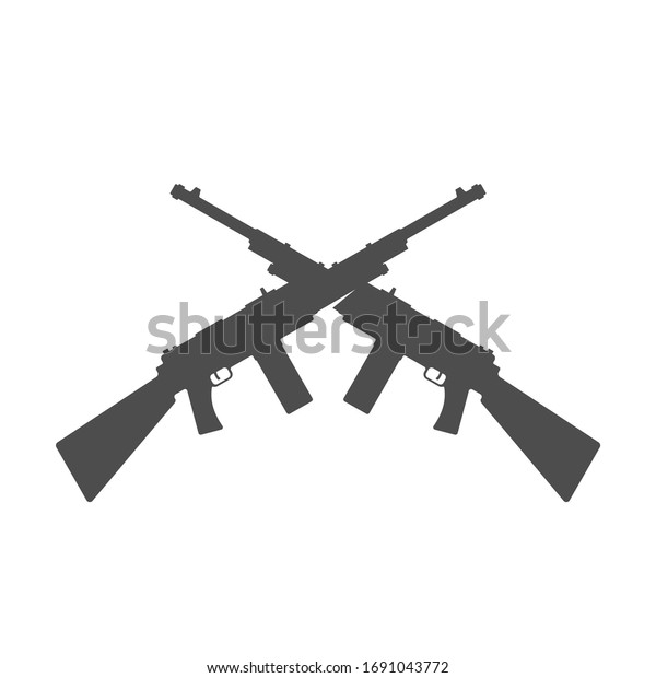 Crossed Assault Rifles Vector Illustration Black Stock Vector (Royalty ...