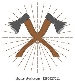 Crossed ax. Crossed axes silhouette. Vector illustration.