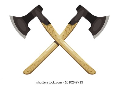 crossed ax on a white background. Vector illustration
