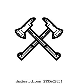Diseño de icono de hacha cruzada aislado en fondo blanco