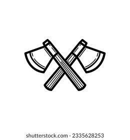 Diseño de icono de hacha cruzada aislado en fondo blanco