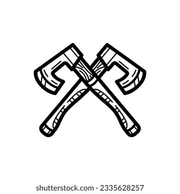 Crossed axe icon design isolated on white background