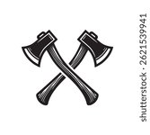 Crossed axe icon silhouette flat vector art illustration design template isolated on a white background.