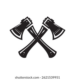Gestrichenes Axt-Symbol Silhouette, flache Vektorgrafik-Designvorlage einzeln auf weißem Hintergrund.