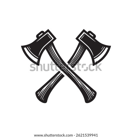 Crossed axe icon silhouette flat vector art illustration design template isolated on a white background.