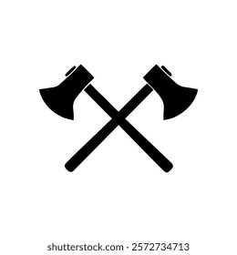 Crossed axe icon silhouette vector illustration design on white background.