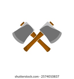 crossed axe icon, simple flat style, illustration, logo sign symbol pictogram template, for ui or ux isolated on white for mobile app, editable