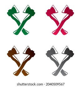 Crossed Axe Icon Vector Illustration. Lumberjack Axe Isolated On A White Background
