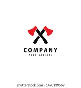 Crossed axe isolated on white background logo design