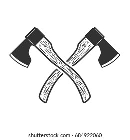 Crossed Axe Isolated On White Background. Vector Illustration