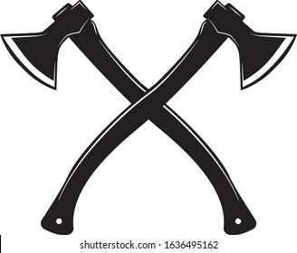 Crossed Axe, Crossed Lumberjack Axe, Carpenter Axe in Vector
