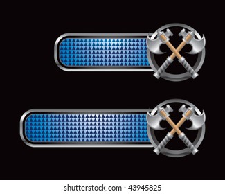 crossed axes blue checkered tabs