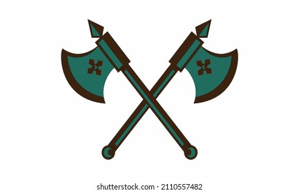 Crossed Axes, Crossed Broad axe, medieval axe, Battle axe, executioner axe in vector